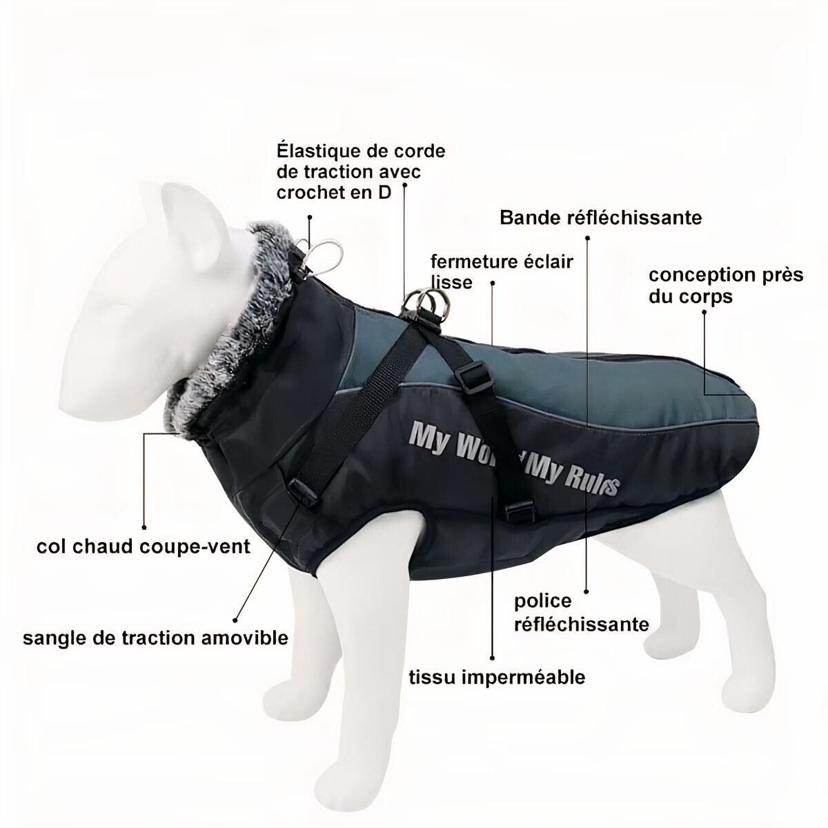 Doudoune pour chien|avec harnais|TOPJESS - Image 8