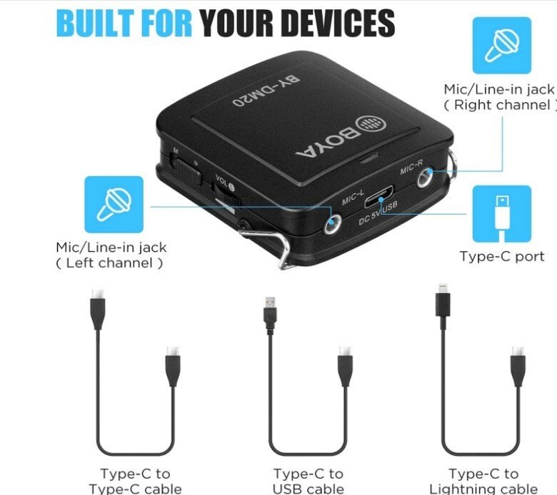 Set de Microphones d'interview|BOYA|Lavalier|BY-DM20 - Image 6