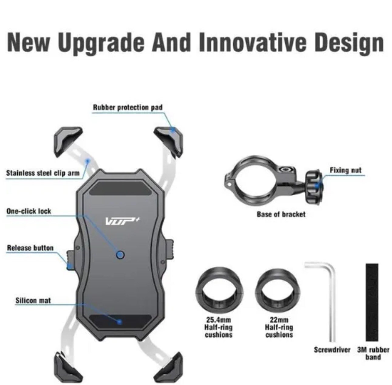 Support de téléphone|Vélo & Moto|Rotation à 360 °|Pince anti-secousses|VUP+ - Image 3