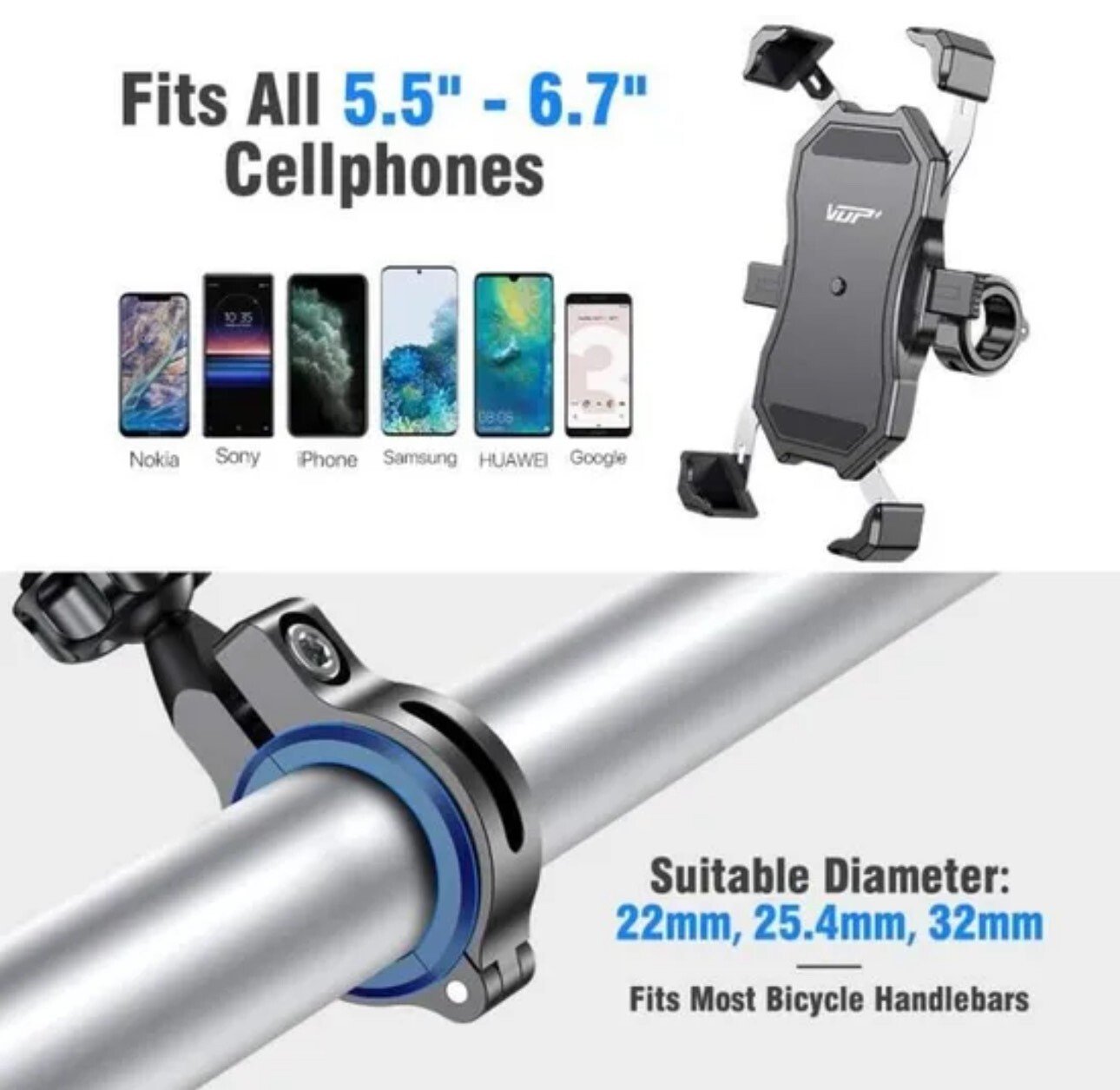 Support de téléphone|Vélo & Moto|Rotation à 360 °|Pince anti-secousses|VUP+ - Image 4