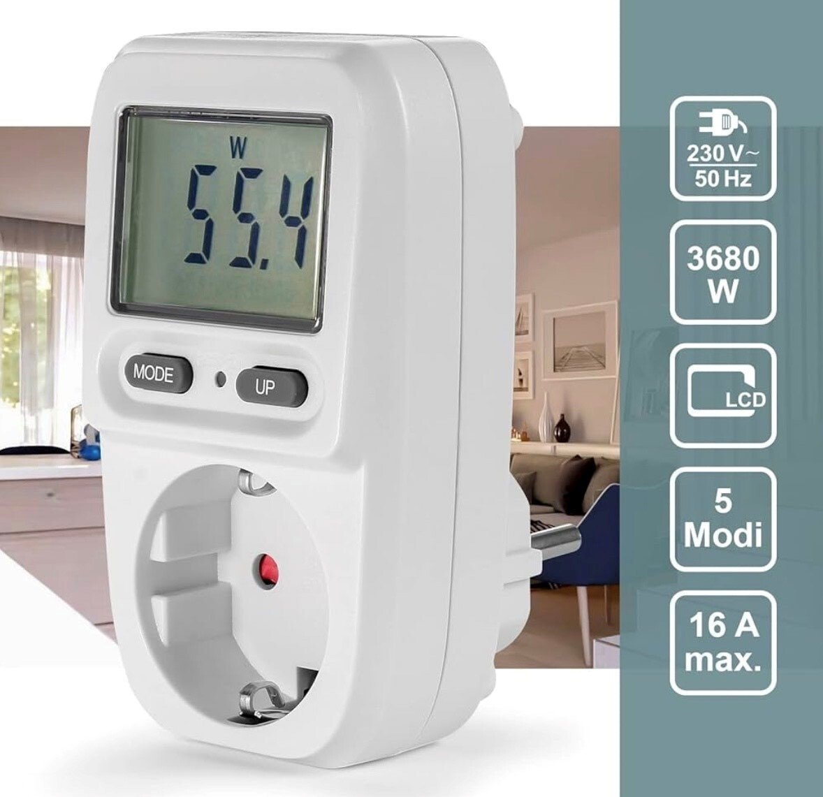 Prise avec compteur de consommation intégré