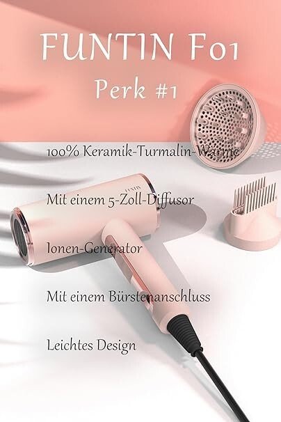 sèche-cheveux| diffuseur ionique professionnel| 2200w| brosse |embout FUNTIN - Image 4