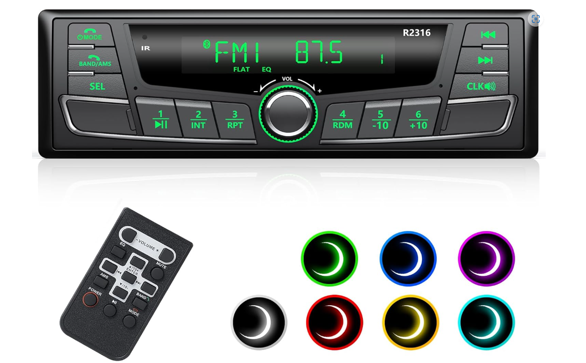 Autoradio RDS│Bluetooth │FM/│USB│SD│AUX│MP3│65Wx4│écran LED│7 Couleurs - Image 3