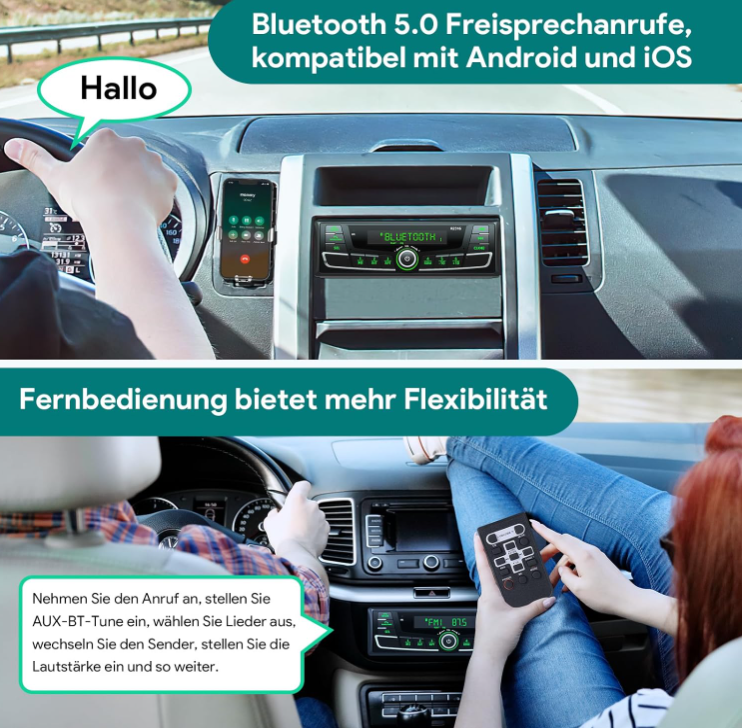 Autoradio RDS│Bluetooth │FM/│USB│SD│AUX│MP3│65Wx4│écran LED│7 Couleurs - Image 5