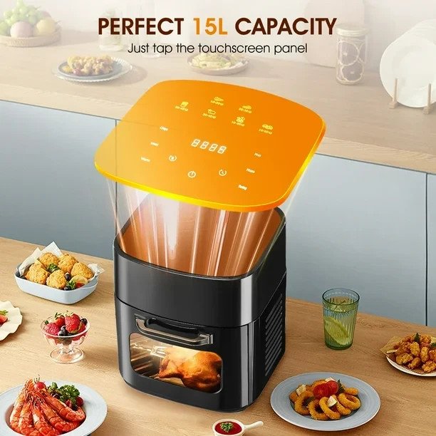 Friteuse à air│Oyajia│15 L│Ecran tactile│Panier vitré│Noir - Image 6