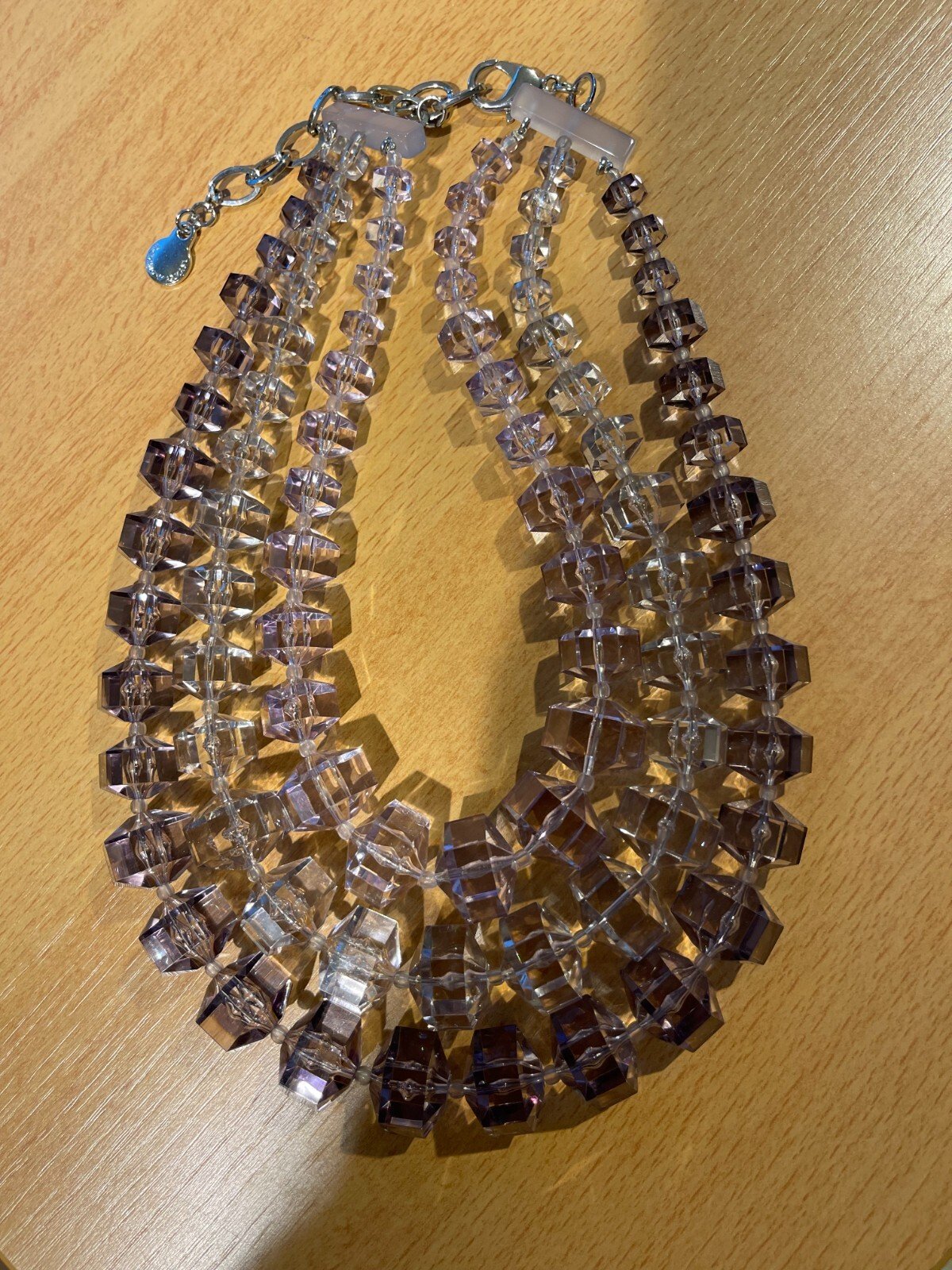 Collier|Emporio ArmanI|3 rangs de perles transparentes violettes