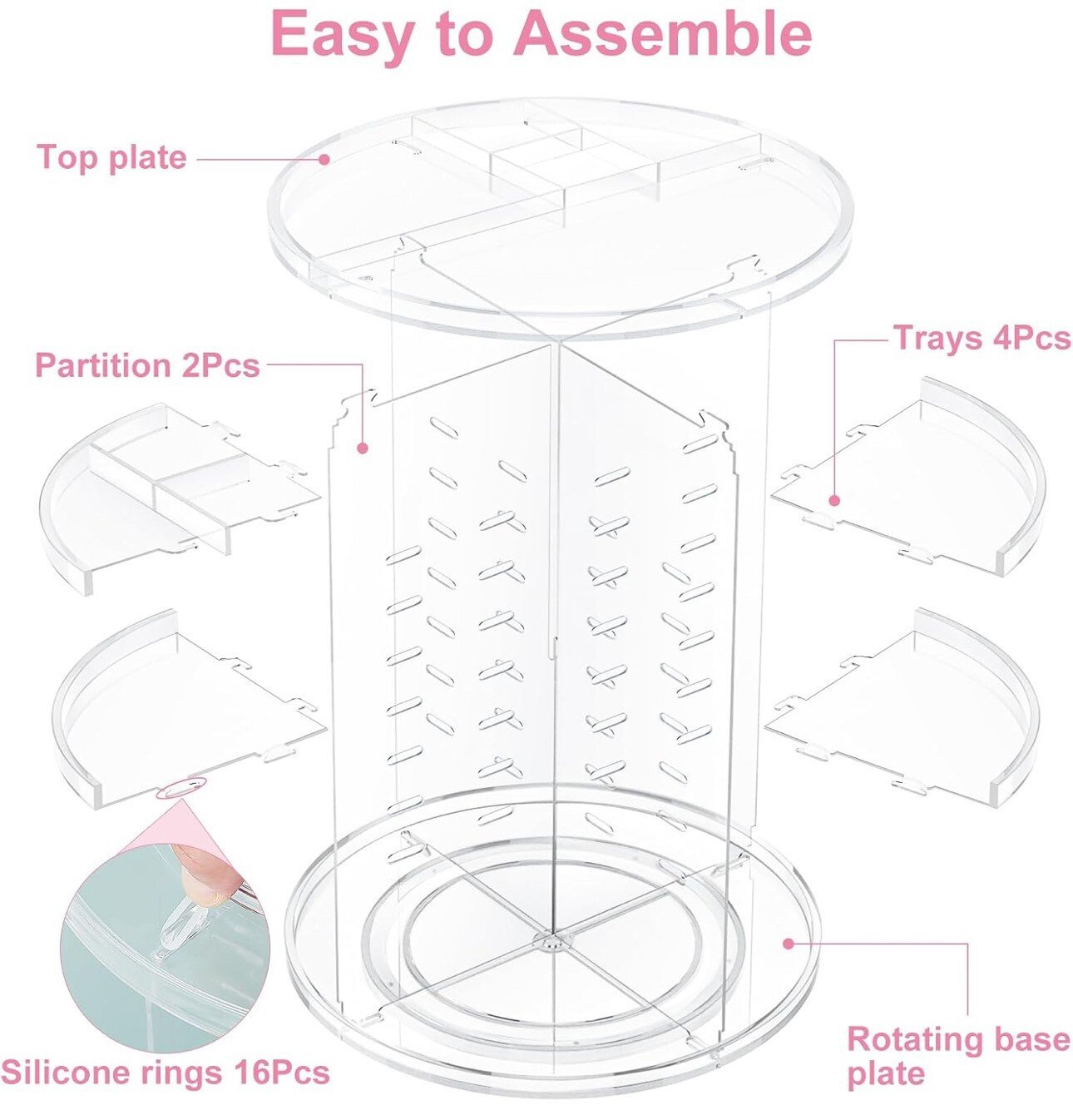 Organisateur de maquillage|Rotatif à 360°|Rangement|Maquillage|UZHNOE - Image 9