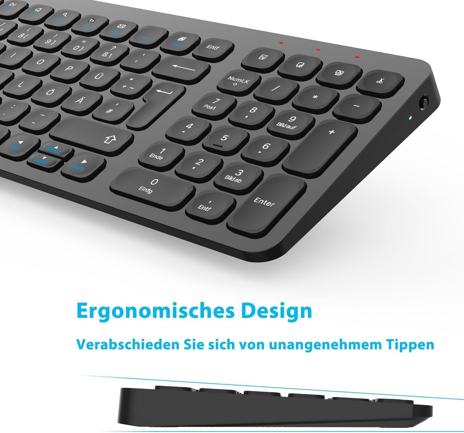 Clavier et souris sans fil, 2,4 GHz QWERTZ souris silencieuse sans fil Leadsail - Image 6