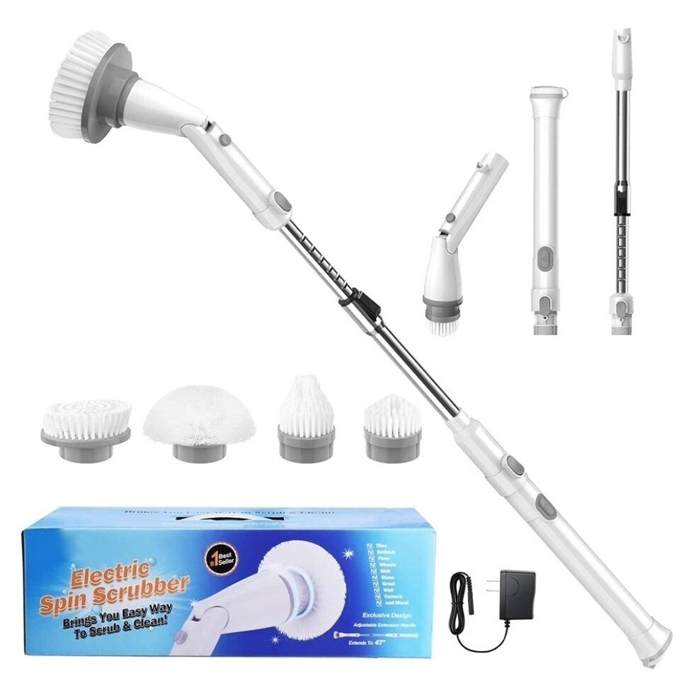 récureuse électrique| blanche| Homitt |HM115D| avec poignée d'extension