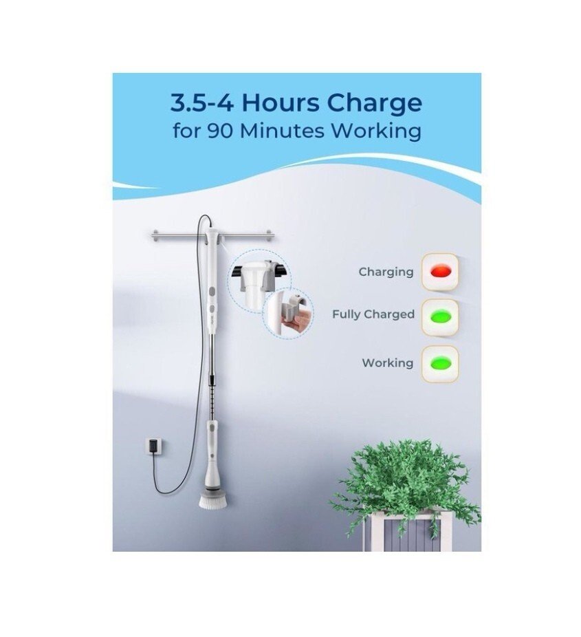 récureuse électrique| blanche| Homitt |HM115D| avec poignée d'extension - Image 3