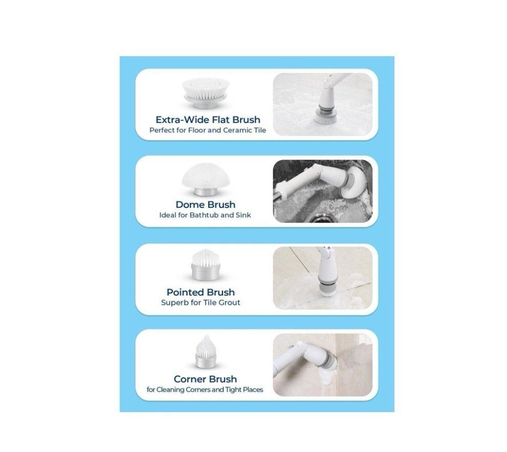 récureuse électrique| blanche| Homitt |HM115D| avec poignée d'extension - Image 4