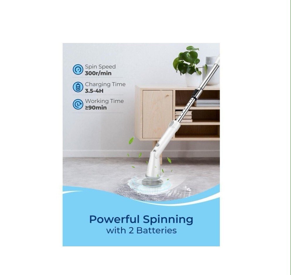 récureuse électrique| blanche| Homitt |HM115D| avec poignée d'extension - Image 6