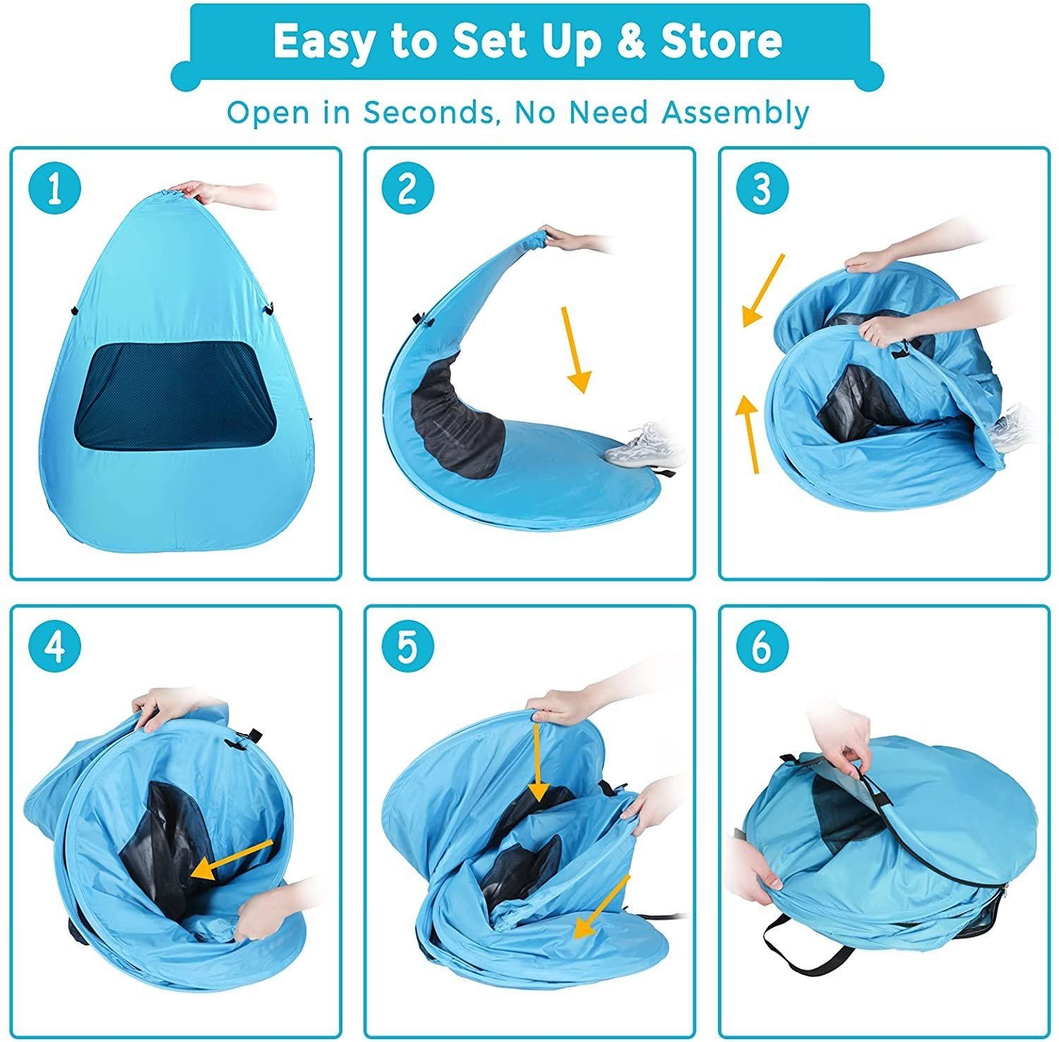 Tente de plage│BT001A│AERB│150cm x 130cm│Abri soleil léger│Bien ventilé│Bleu - Image 6