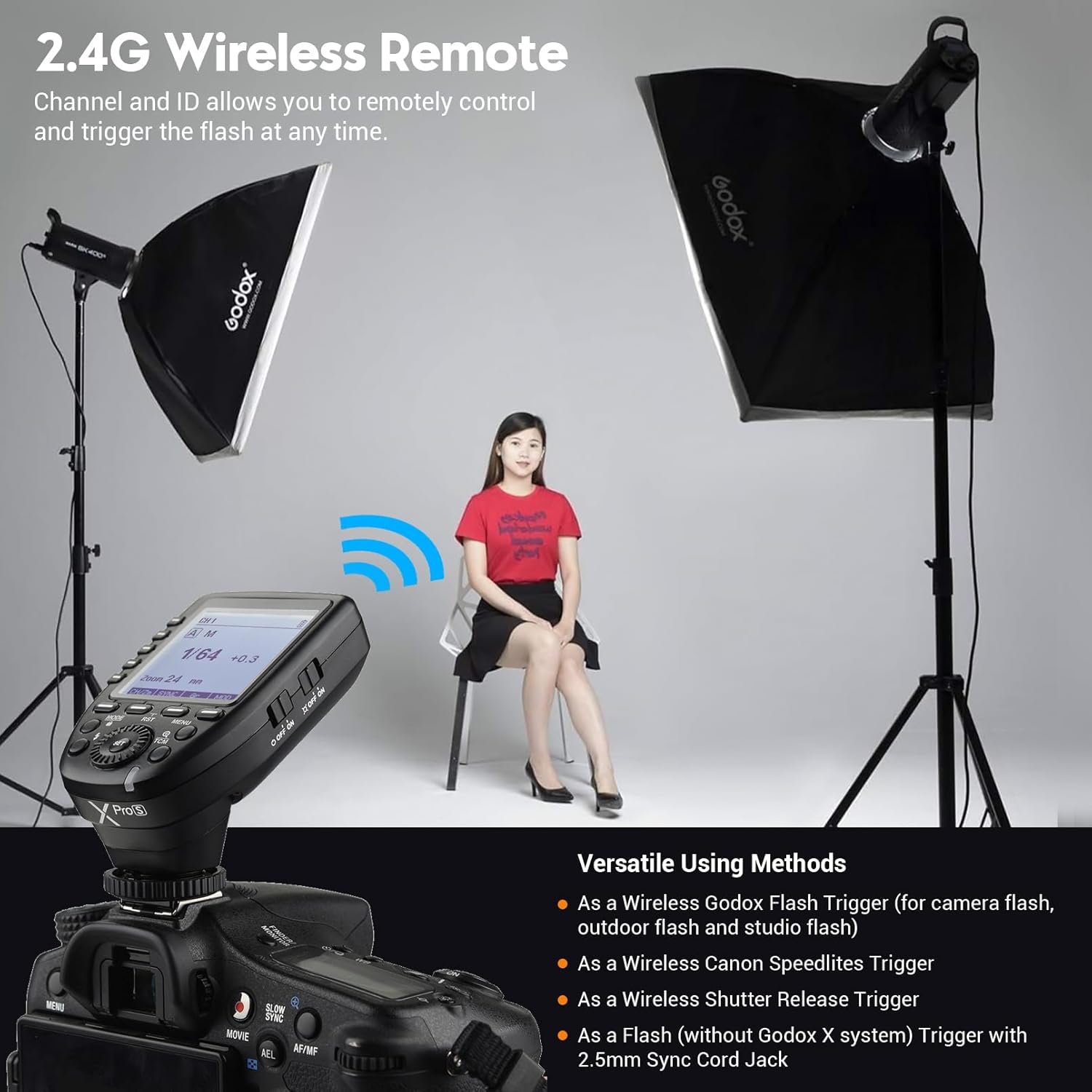 Godox XPro-S Déclencheur de Flash Sony, 2.4G TTL Sony Flash Trigger 1/8000s HSS, - Image 6