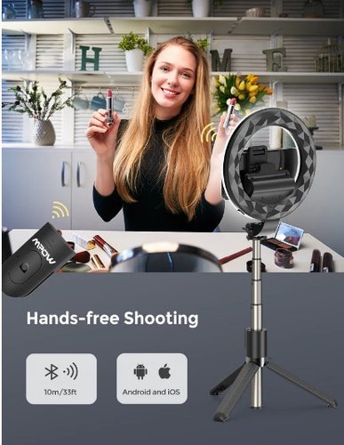 Mpow PA213B Ring Light avec trépied et support de téléphone - Image 4